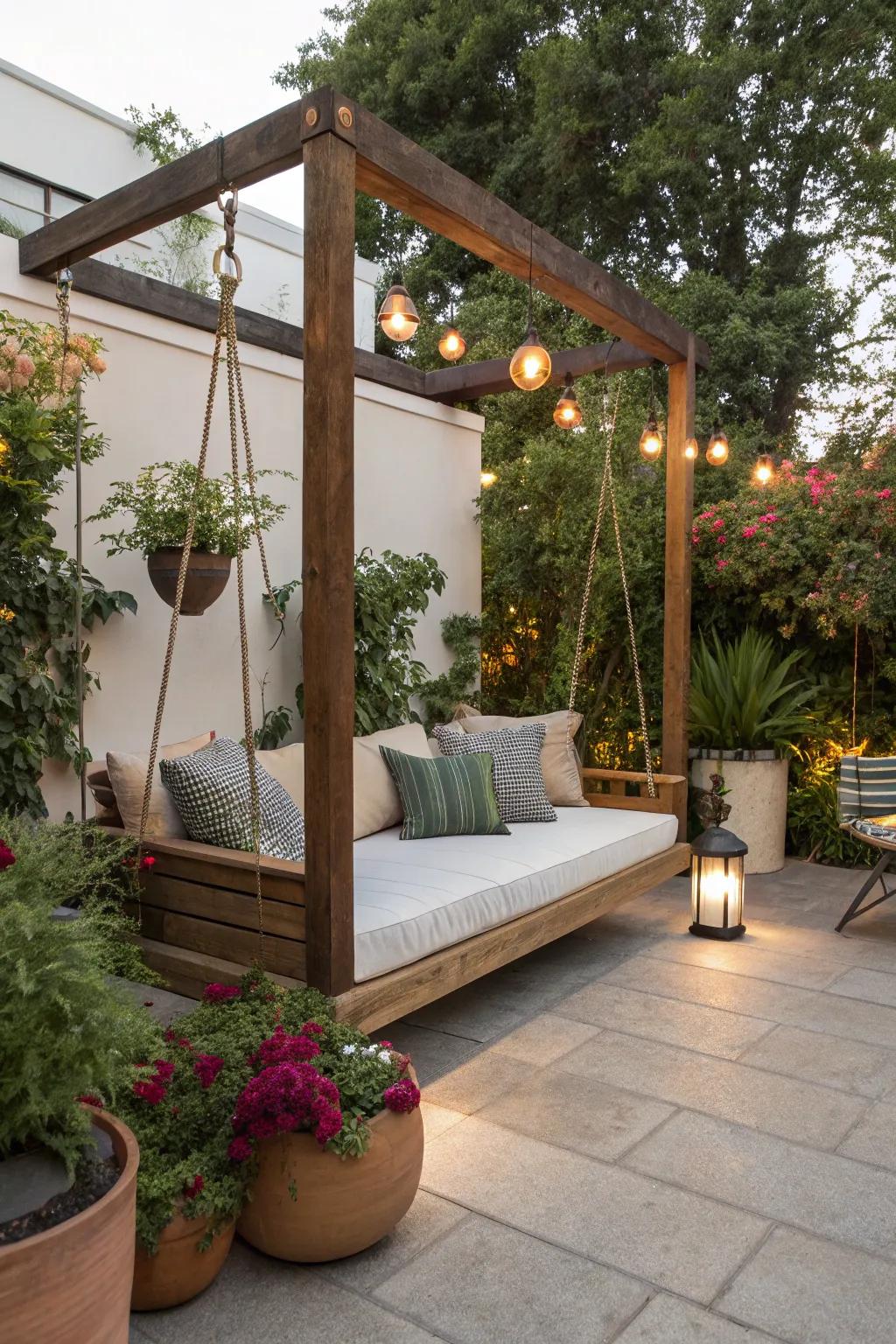 An outdoor daybed providing a luxurious touch to patio spaces.