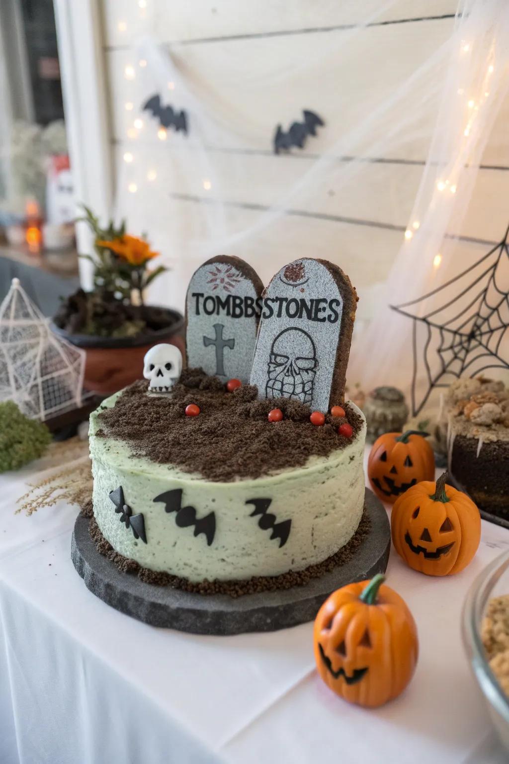 Bury the years with a chuckle with this graveyard-inspired cake!