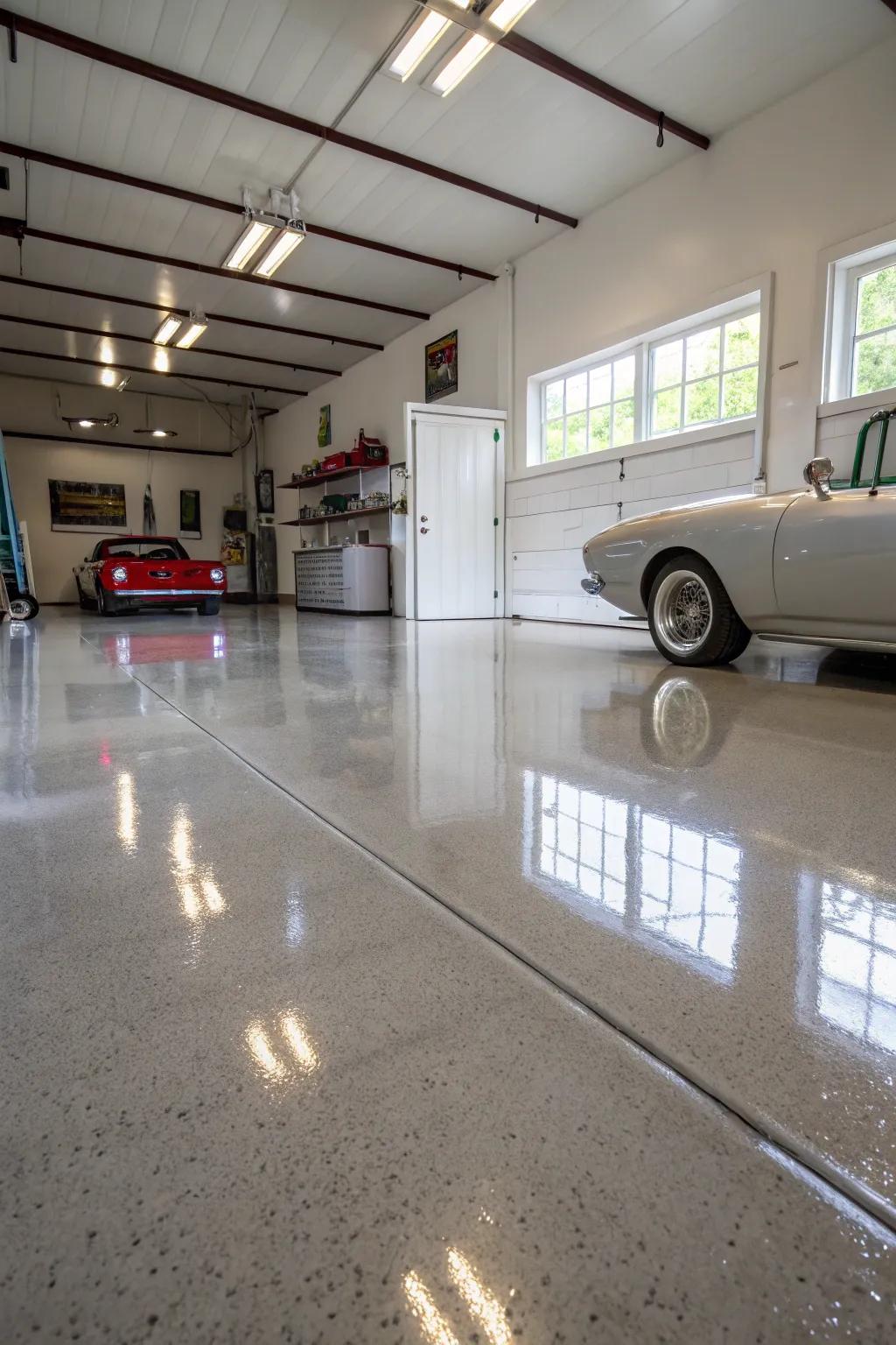 Epoxy flooring adds a touch of luxury and practicality to your garage.