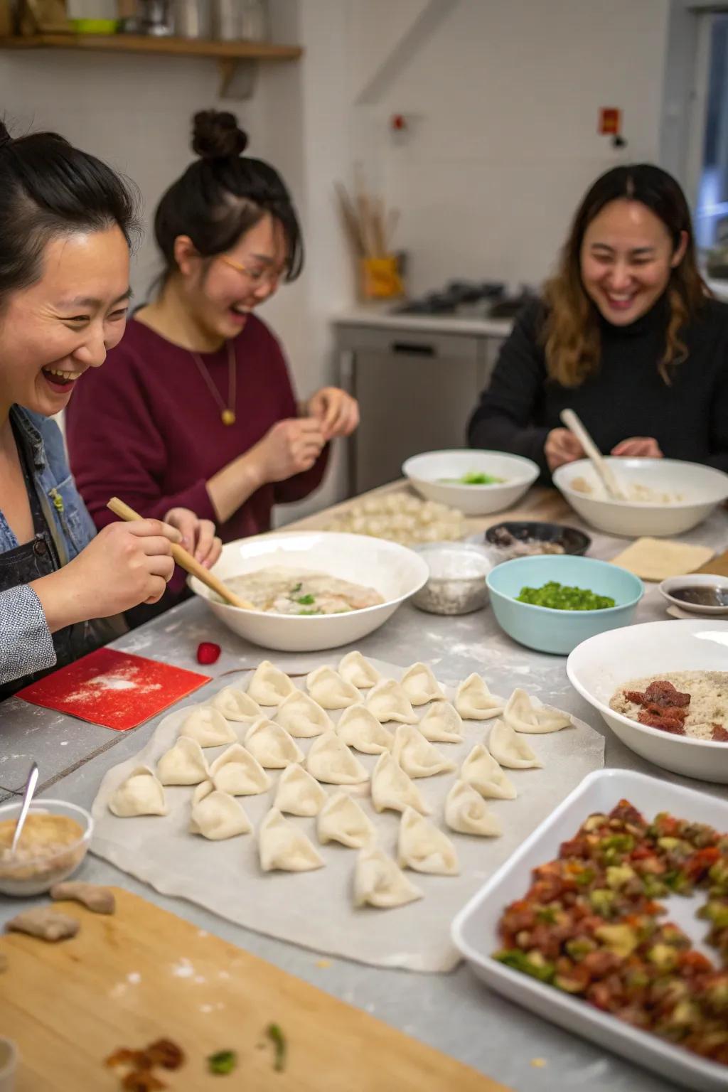 Fold and fill: dumpling making as a bonding experience.