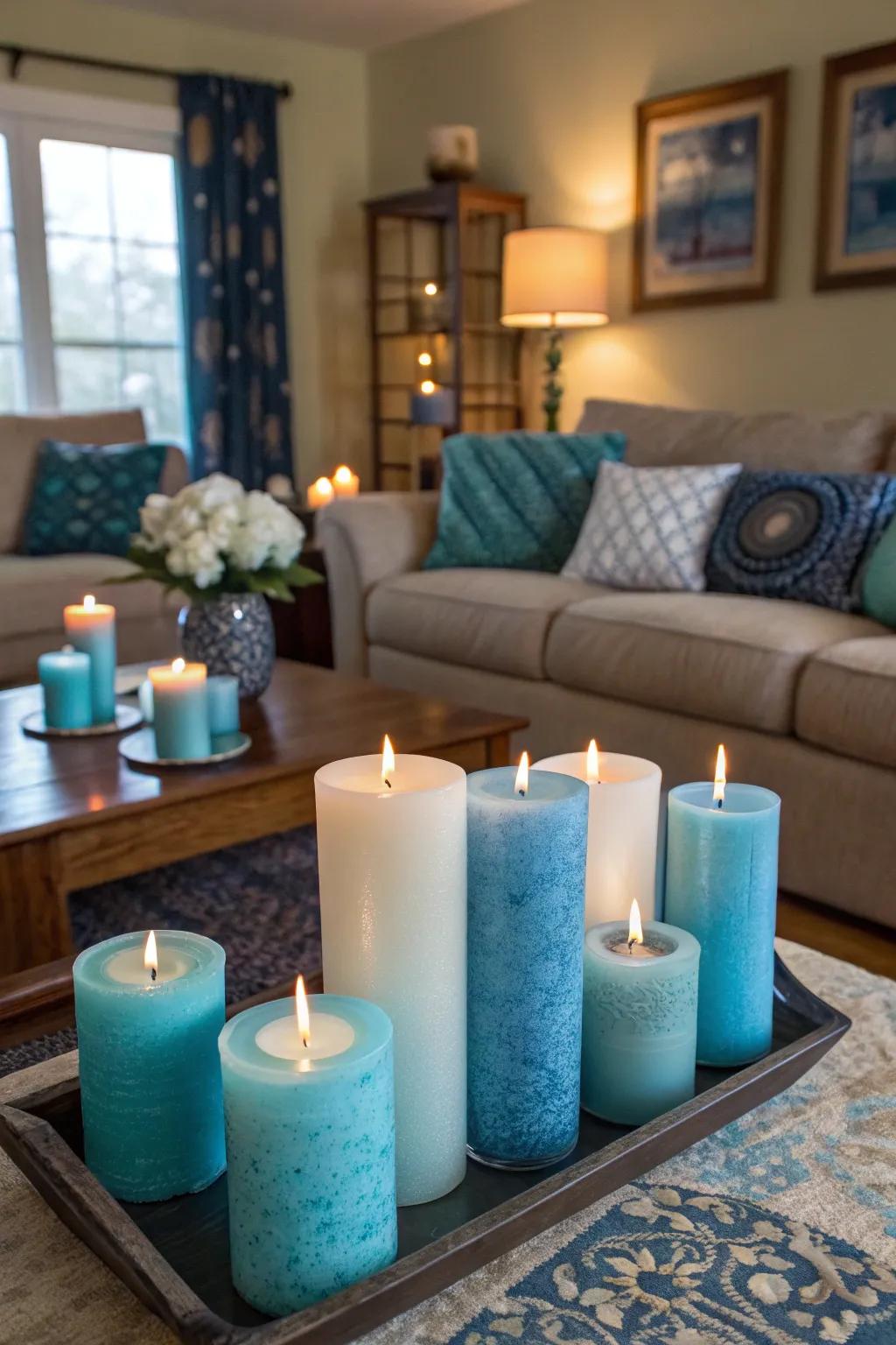 Enhance the atmosphere with clusters of candles.