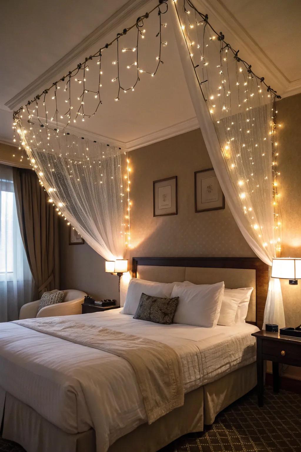 Create a warm and magical atmosphere with fairy lights.