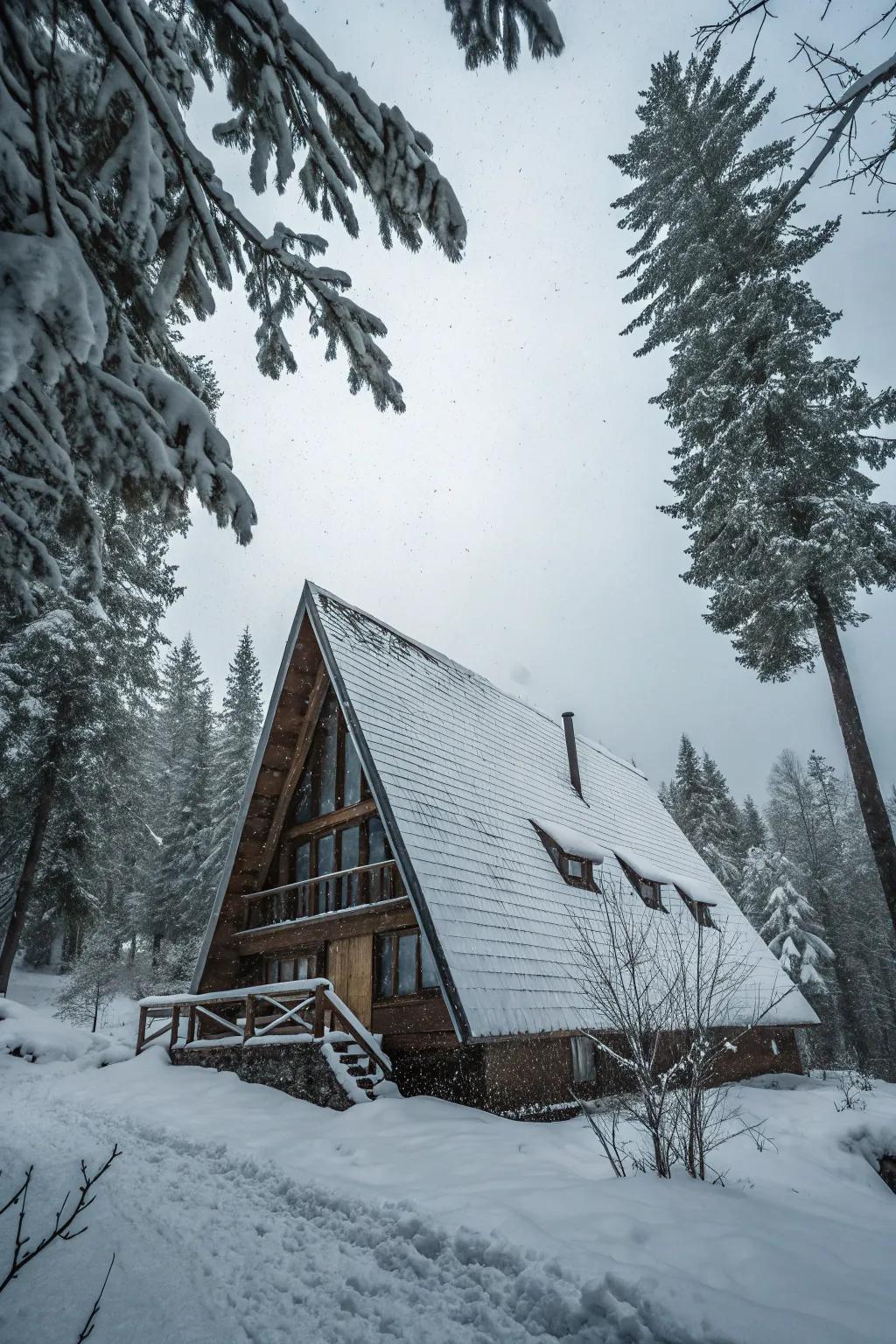 A renowned A-frame cottage nestled in the forest.