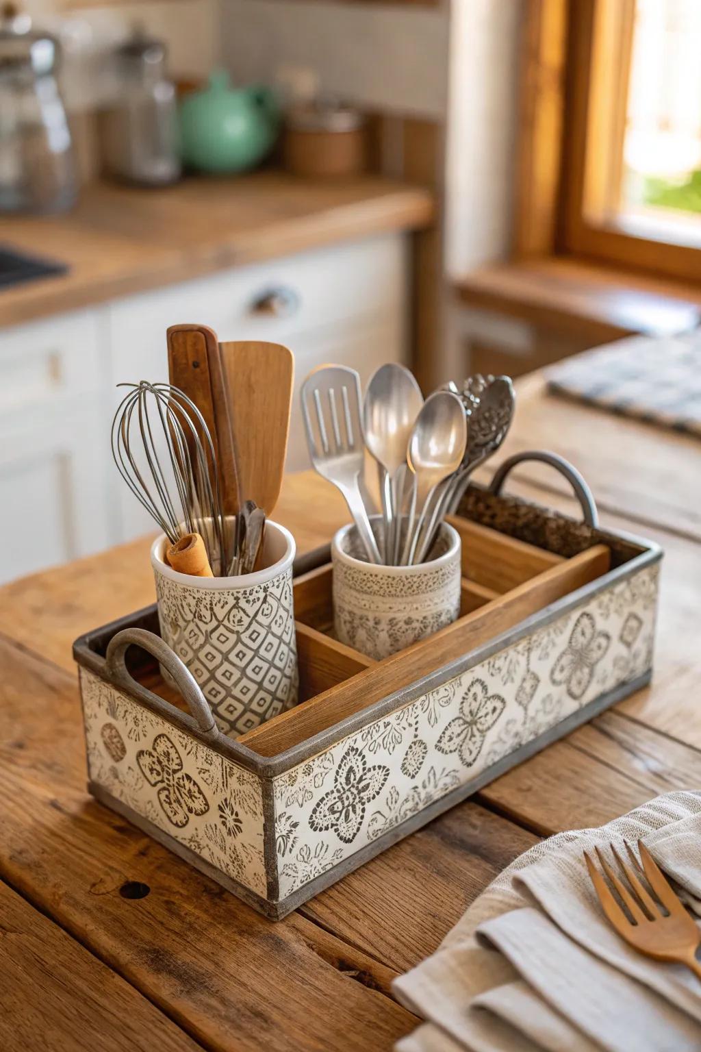 Utensils arranged with flair bring practicality and beauty to the kitchen.