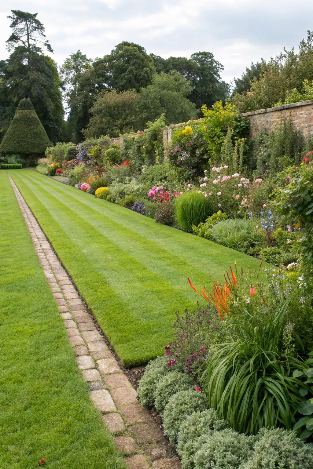 A manicured lawn provides a clean and inviting foundation for your garden.