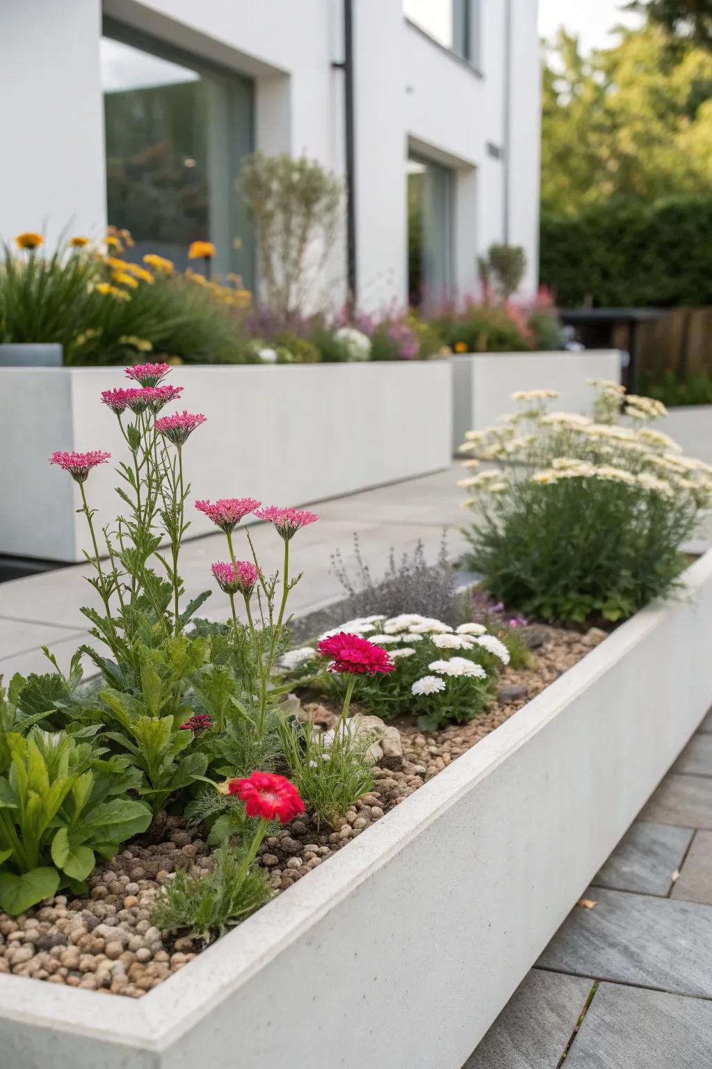 Sleek and simple, a minimalist flower bed exudes elegance.