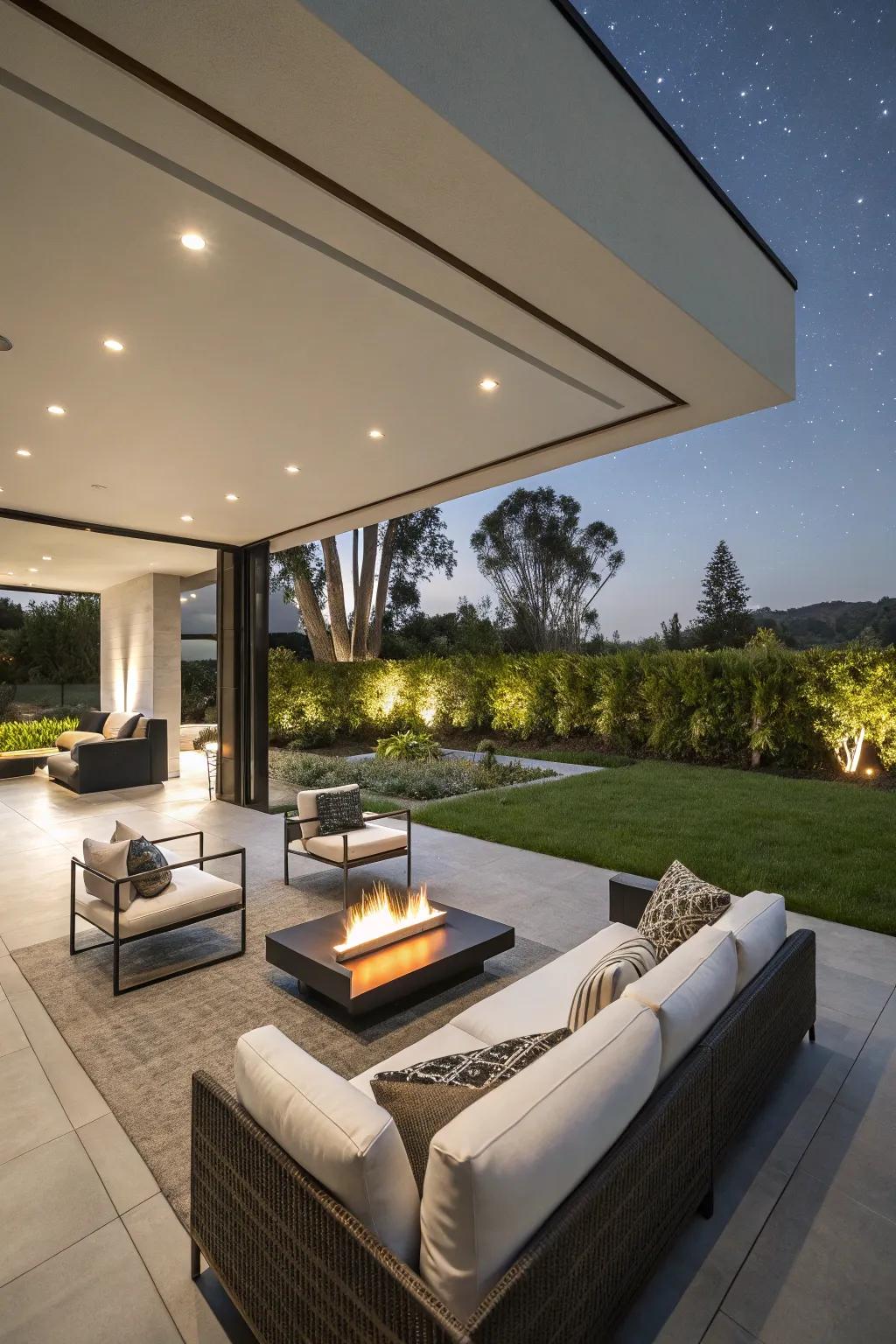 Al fresco residing zones smoothly merge comfort and style.