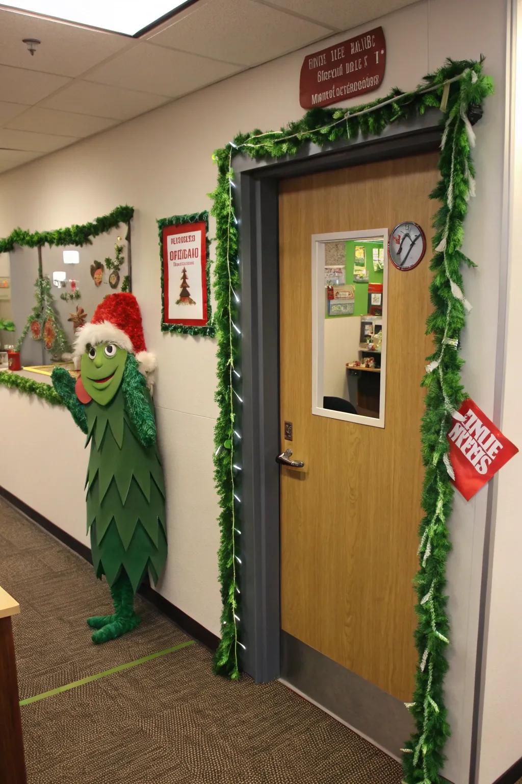 The Grinch makes a cheeky appearance, ready to steal the holiday spirit!