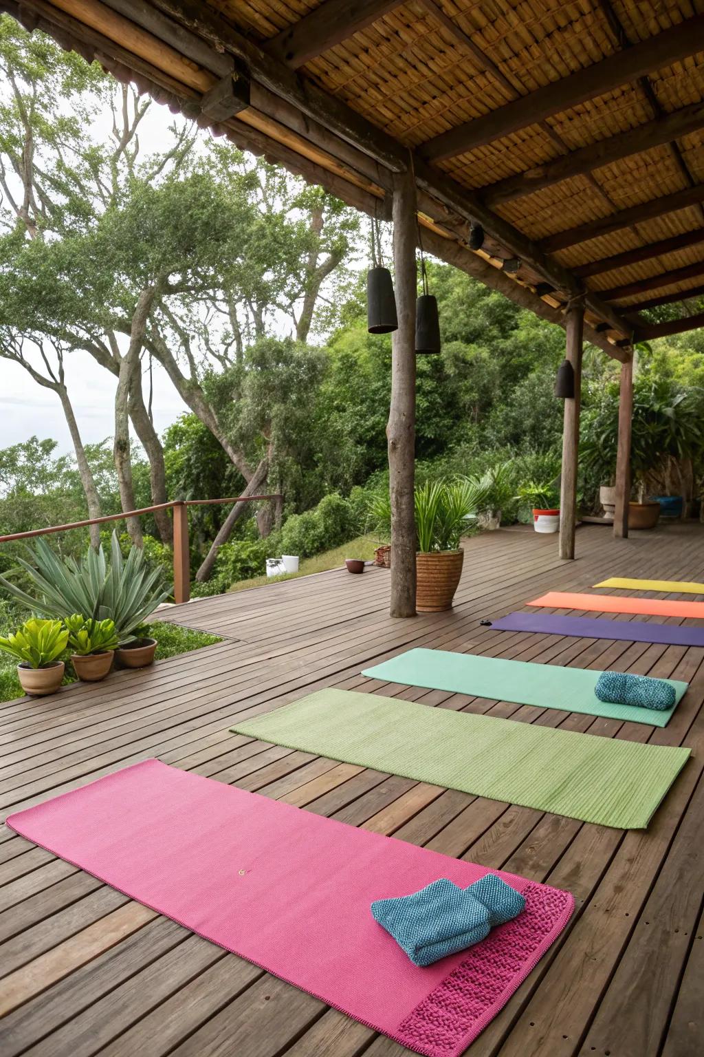 Thoughtful flooring choices set the foundation for an inviting yoga space.