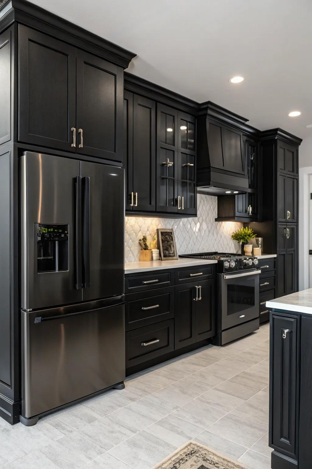 An all-black kitchen for a sleek and modern look.