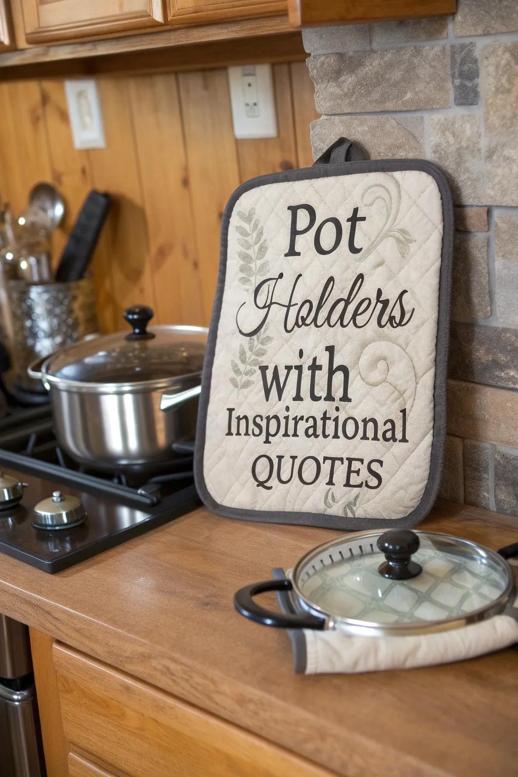 Adding inspirational text to oven protectors can bring a positive atmosphere to your culinary space.