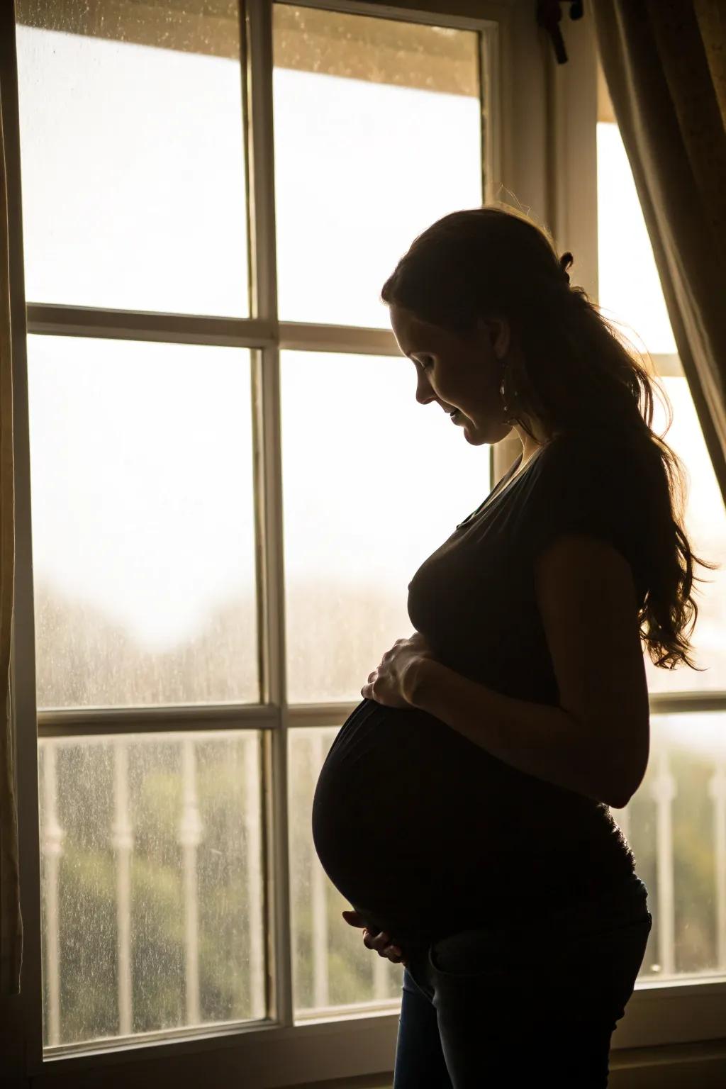 Silhouette shots create a striking and artistic image of your pregnancy.