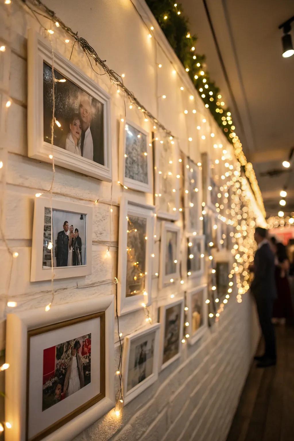 A photo display personalizes your celebration space.