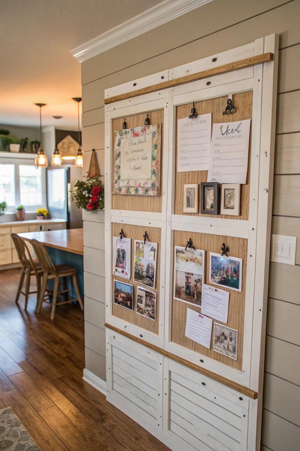 Stay organized and connected with a family-focused shiplap bulletin board.