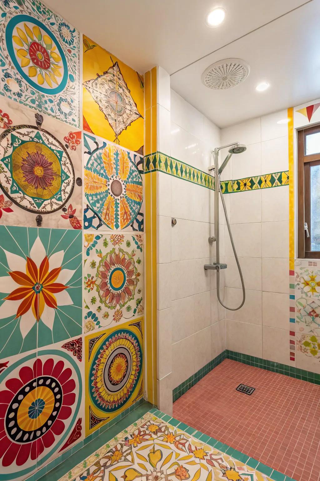 Mosaic tiles bring artistic flair to your shower walls.