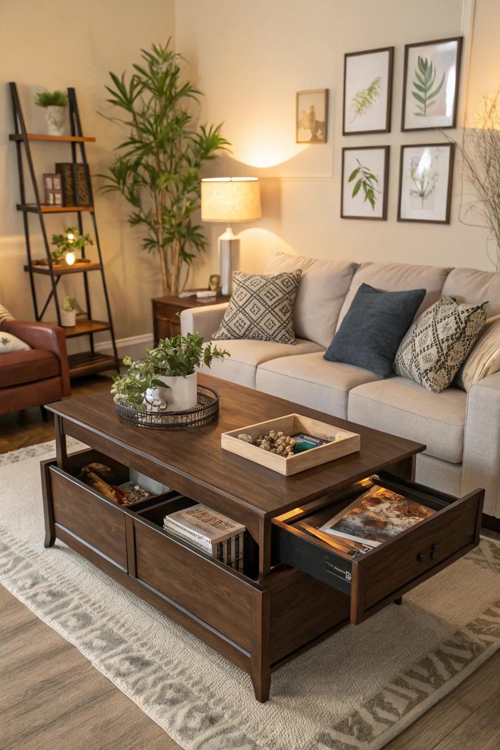 Multi-functional furniture enhances space and practicality.
