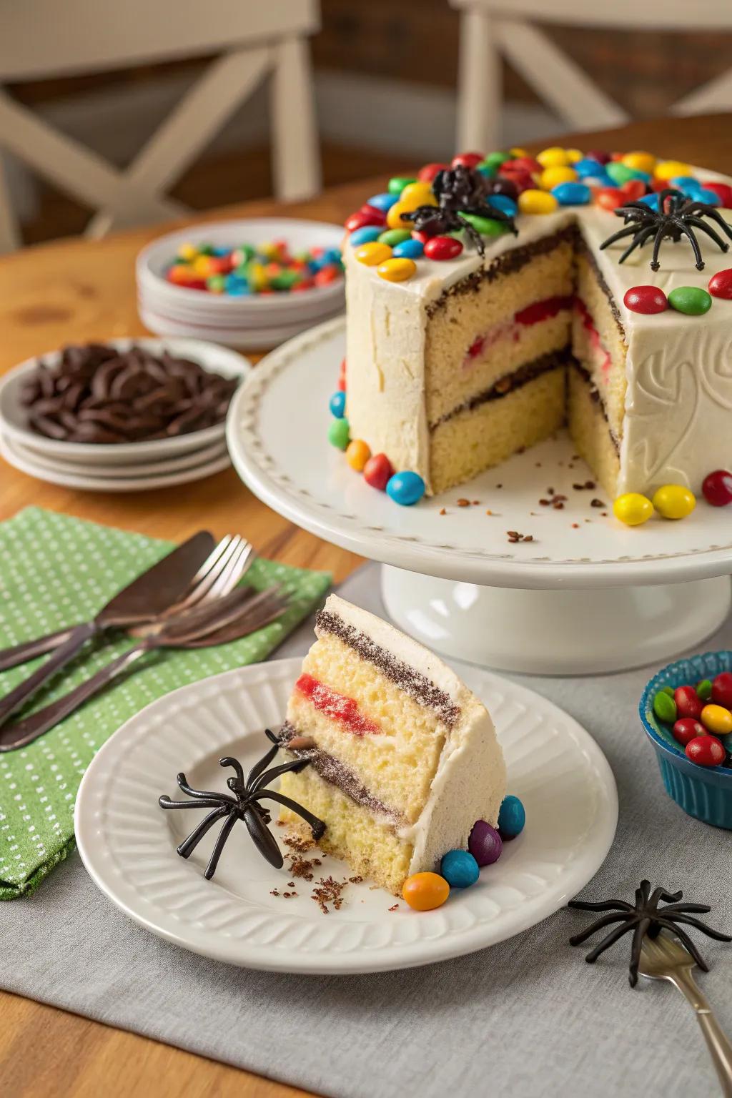 A cake with a sweet surprise inside.