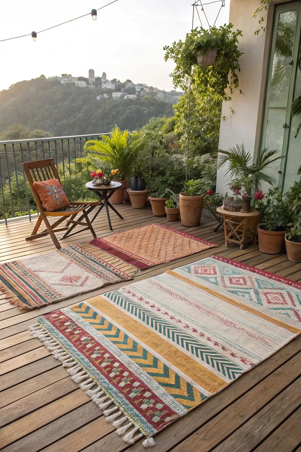 Outside mats bring variety and solace to your patio space.
