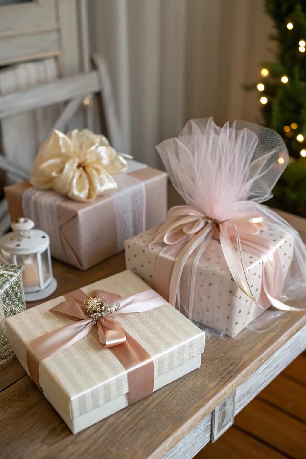 Add a touch of elegance to your gifts with tulle wrapping.