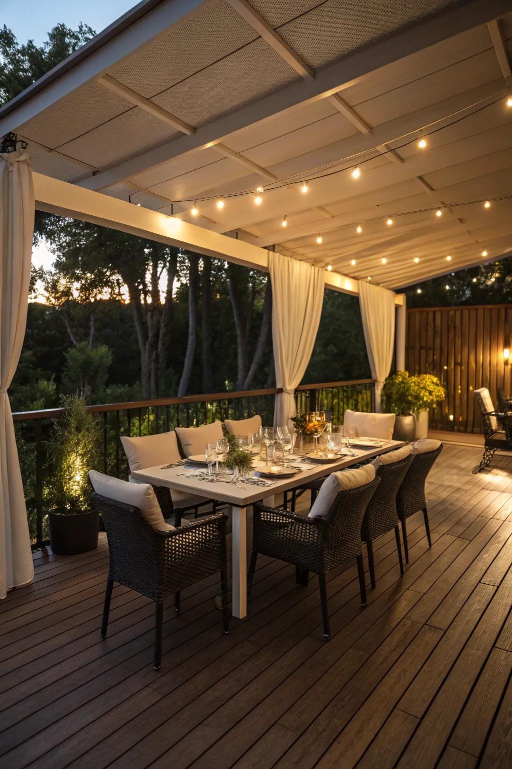An attractive al fresco dining space beneath the deck, perfect for family get-togethers.