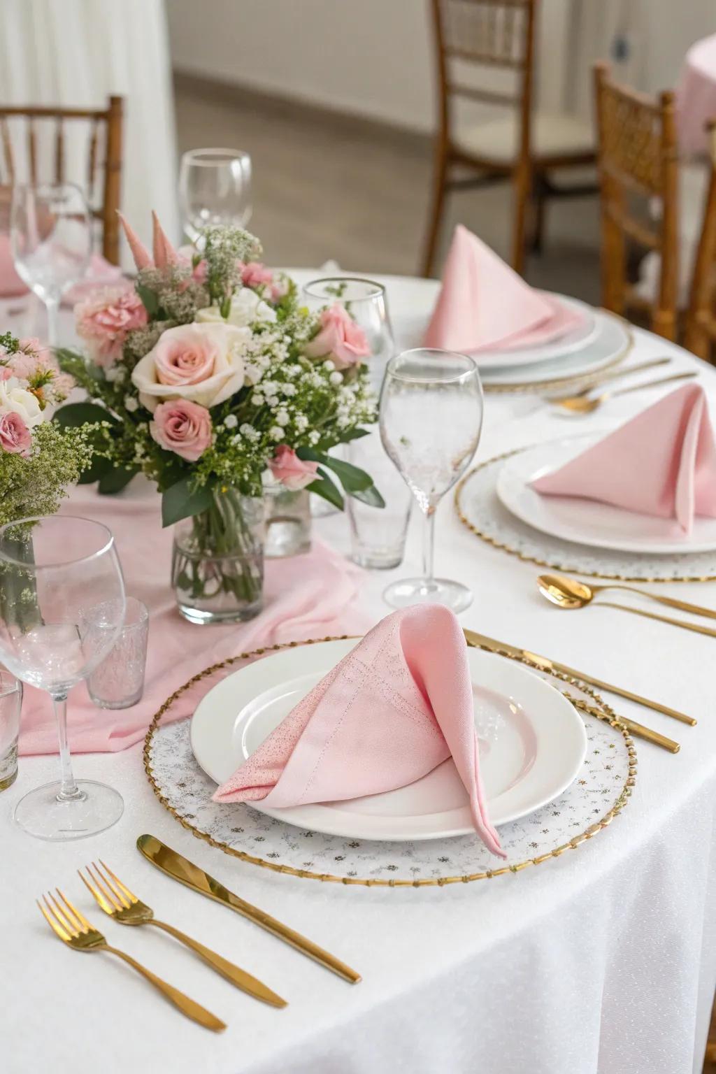 Elegant linens are the basis for a romantic dinner.