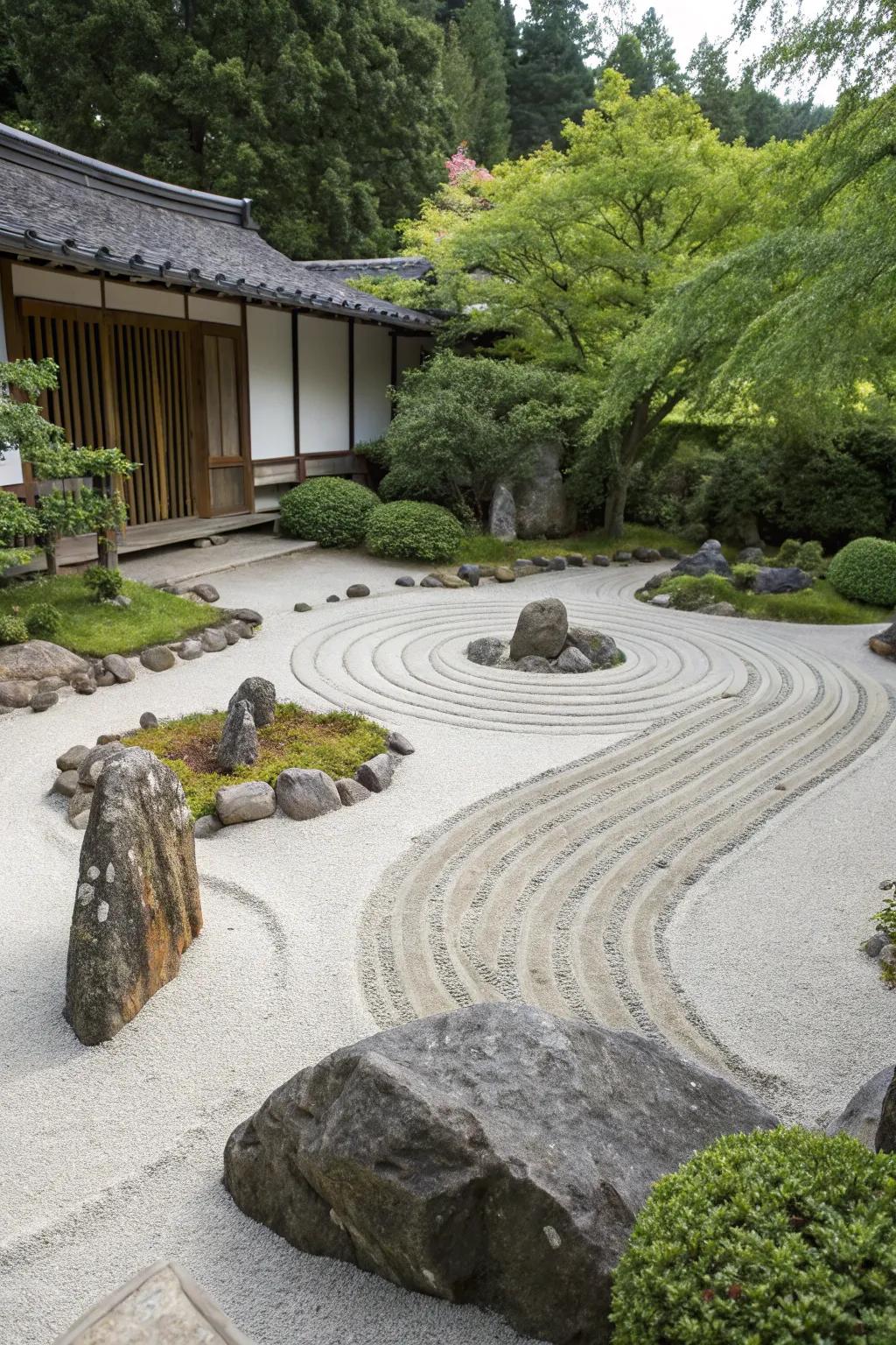 Find your calm in a circular Zen garden labyrinth.