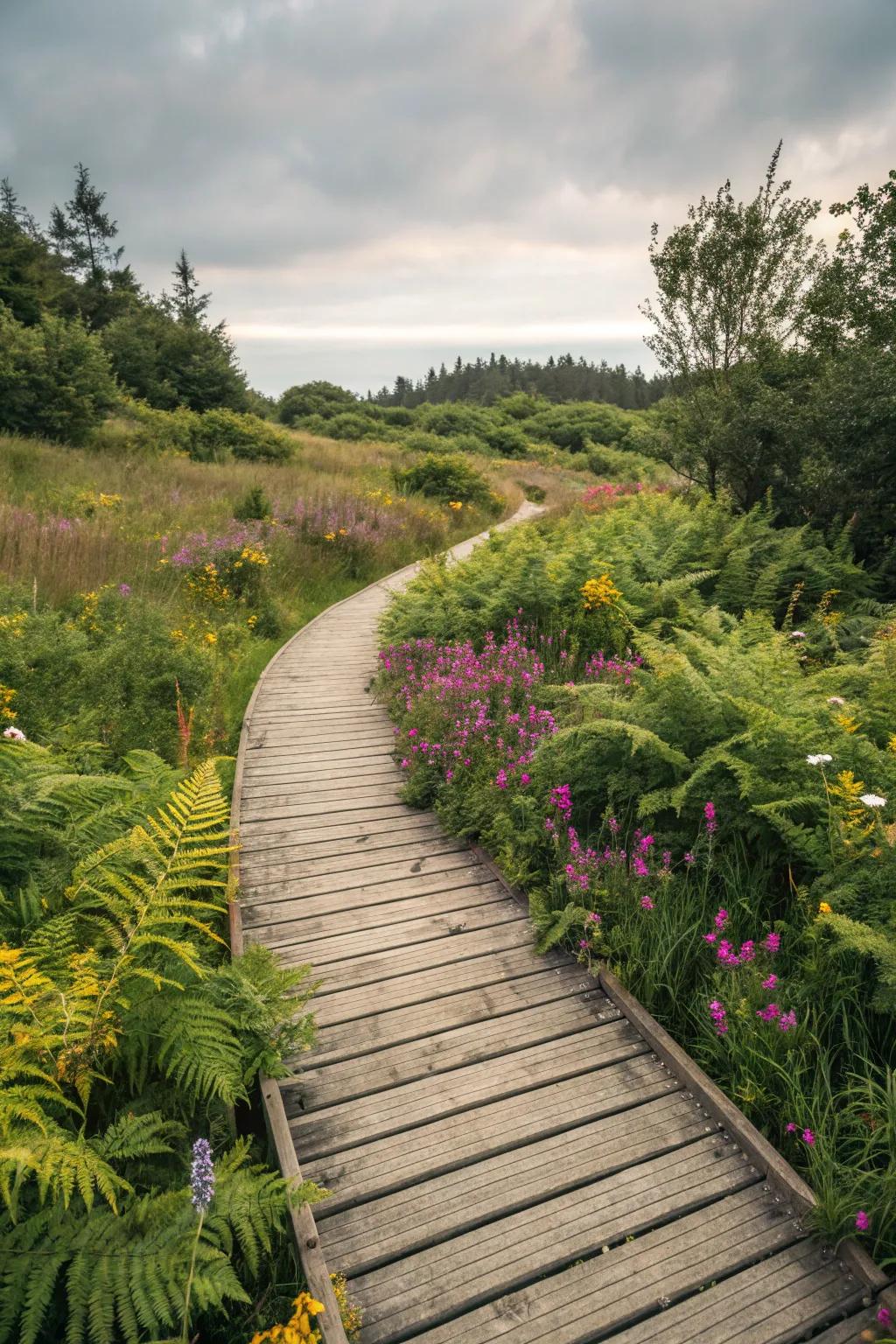 Timber routes imbue warmth and rustic charm to any garden.