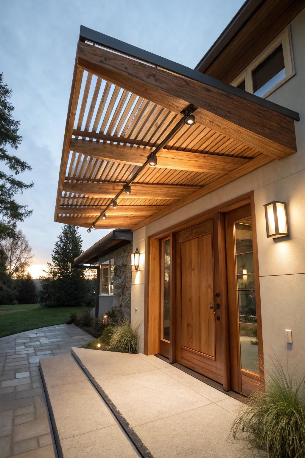 A cantilevered awning provides sleek support.