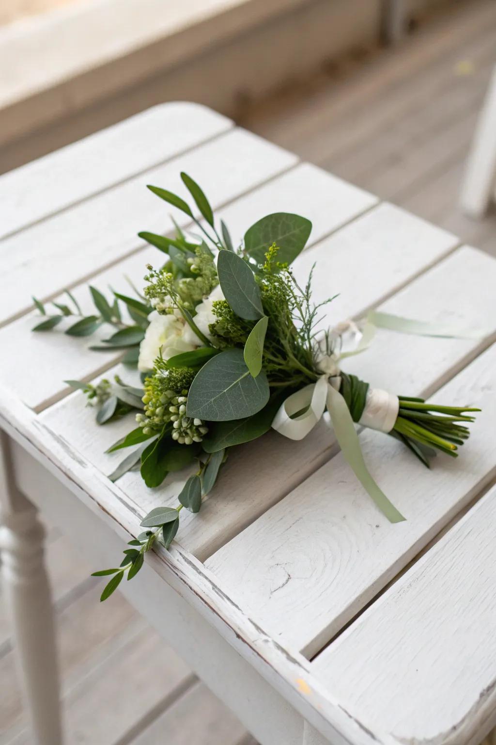 Simple wrist adornment with lush greens.