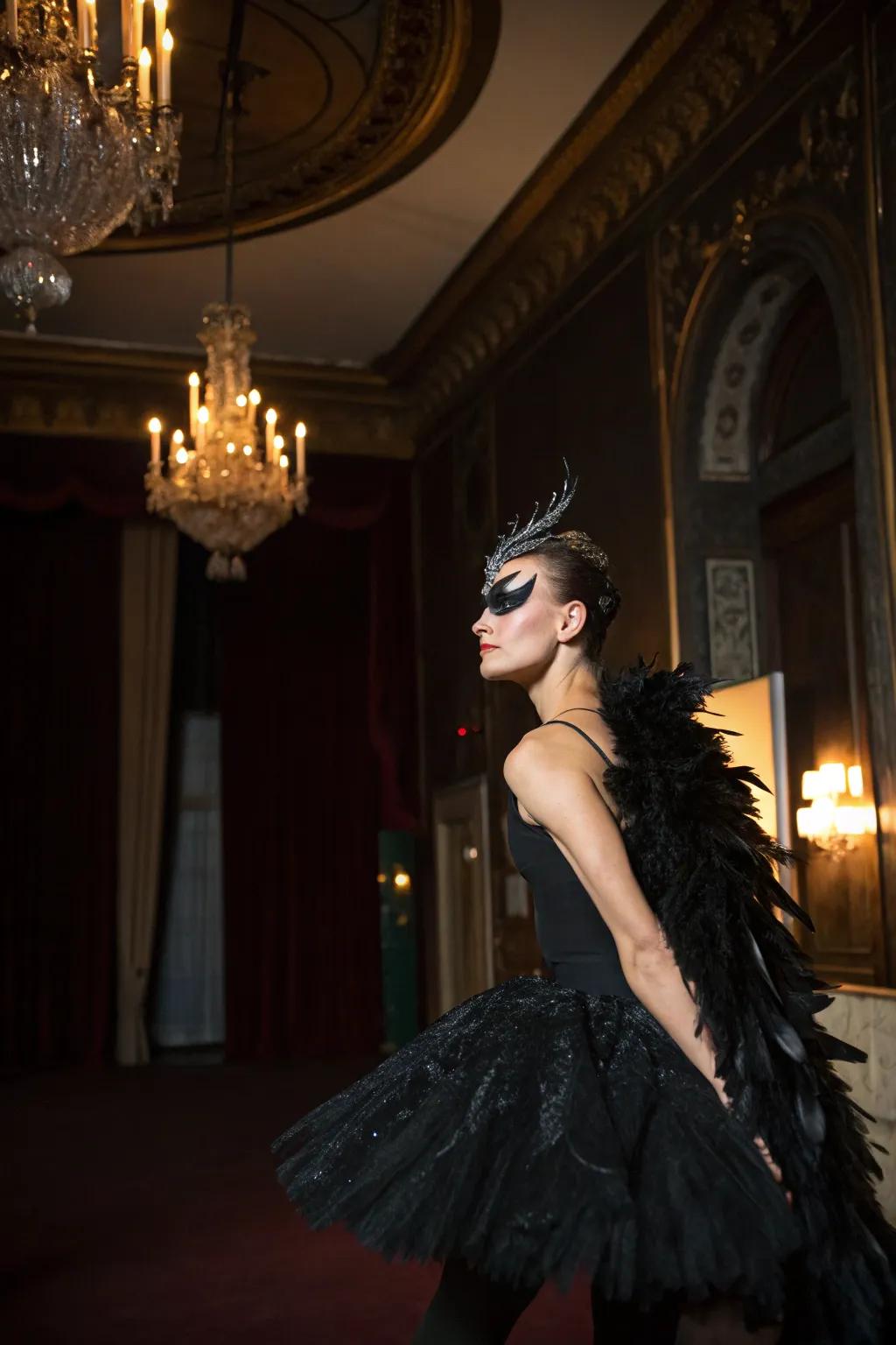 Glide into the room with the grace of a black swan.