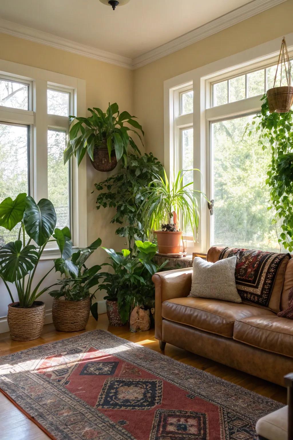 Indoor plants breathe life into forgotten corners.