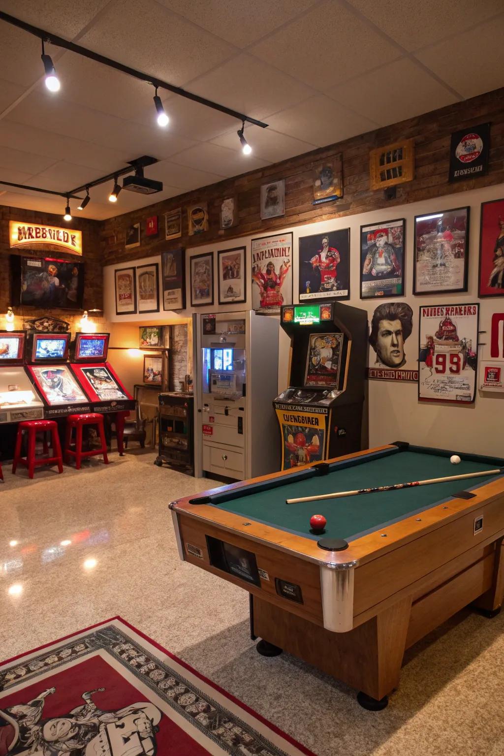 Personalized themed decor adds character to your game room.