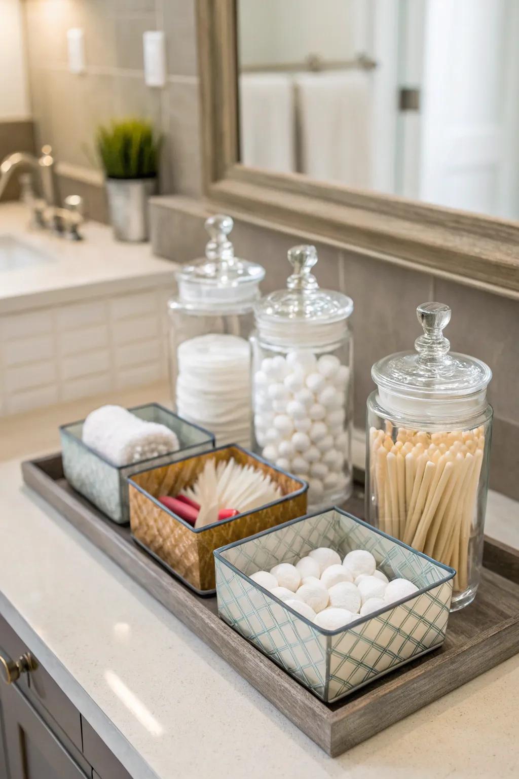 Trays and jars keep your essentials stylishly sorted.