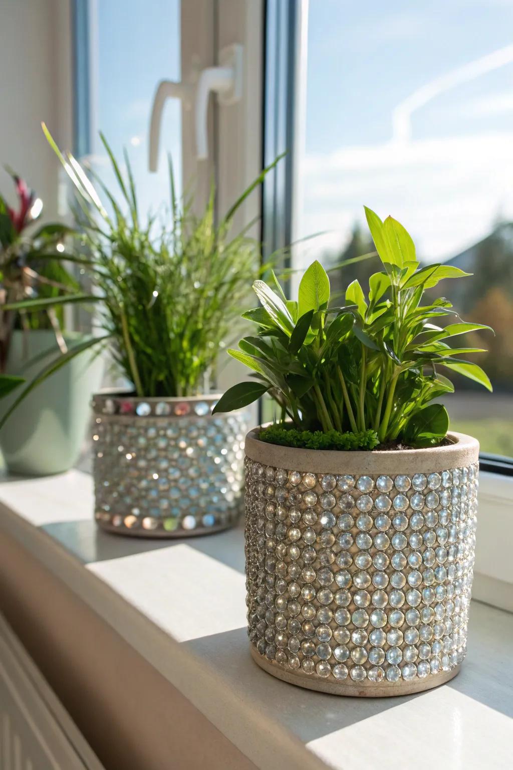 Pots that radiate with artificial diamond details.