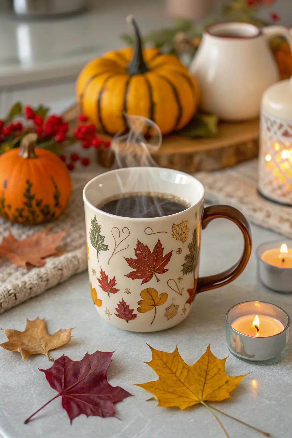 Capture the essence of each season with beautifully themed coffee cups.