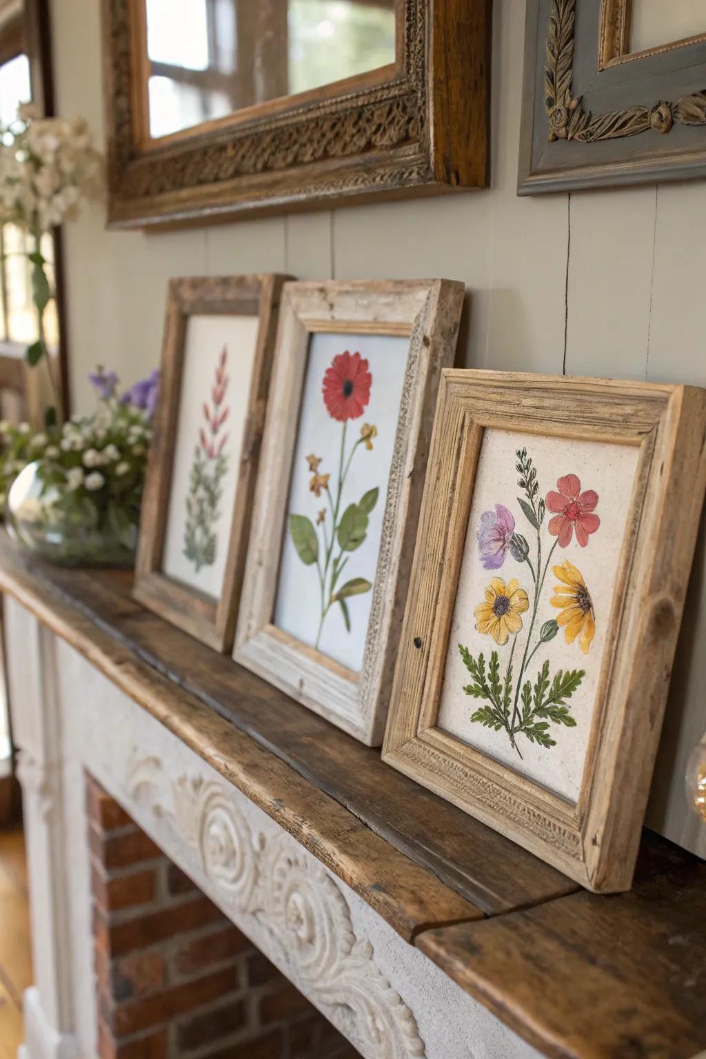 Pressed flower art captures the delicate beauty of nature.