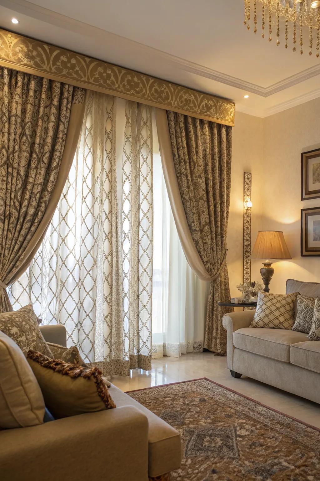 Textured curtains bring subtle sophistication.