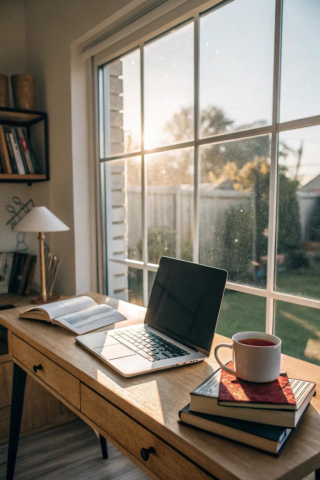 Natural light can invigorate your workspace and boost productivity.