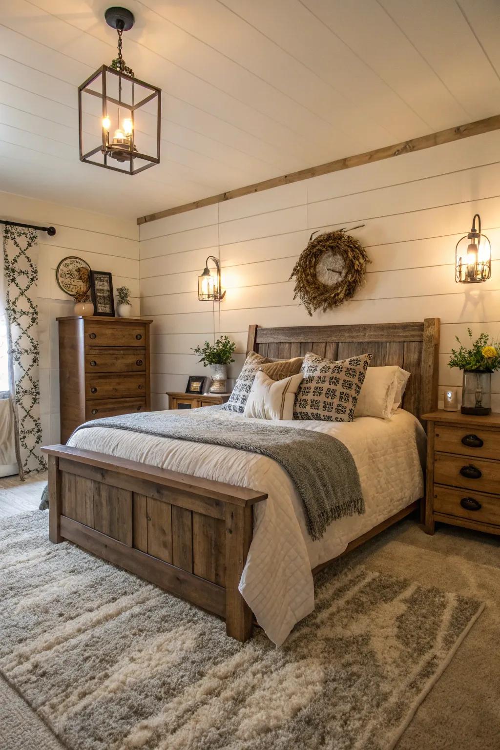 Shiplap walls bring a touch of rustic charm to your home.