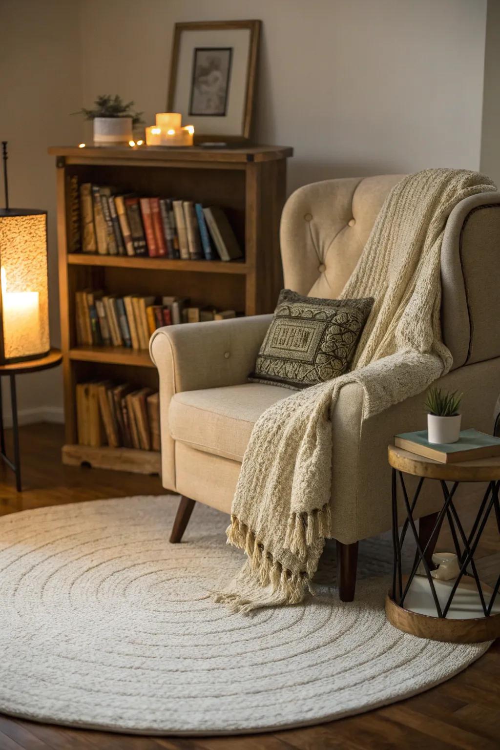 A round rug adds a cozy touch to any corner of your home.