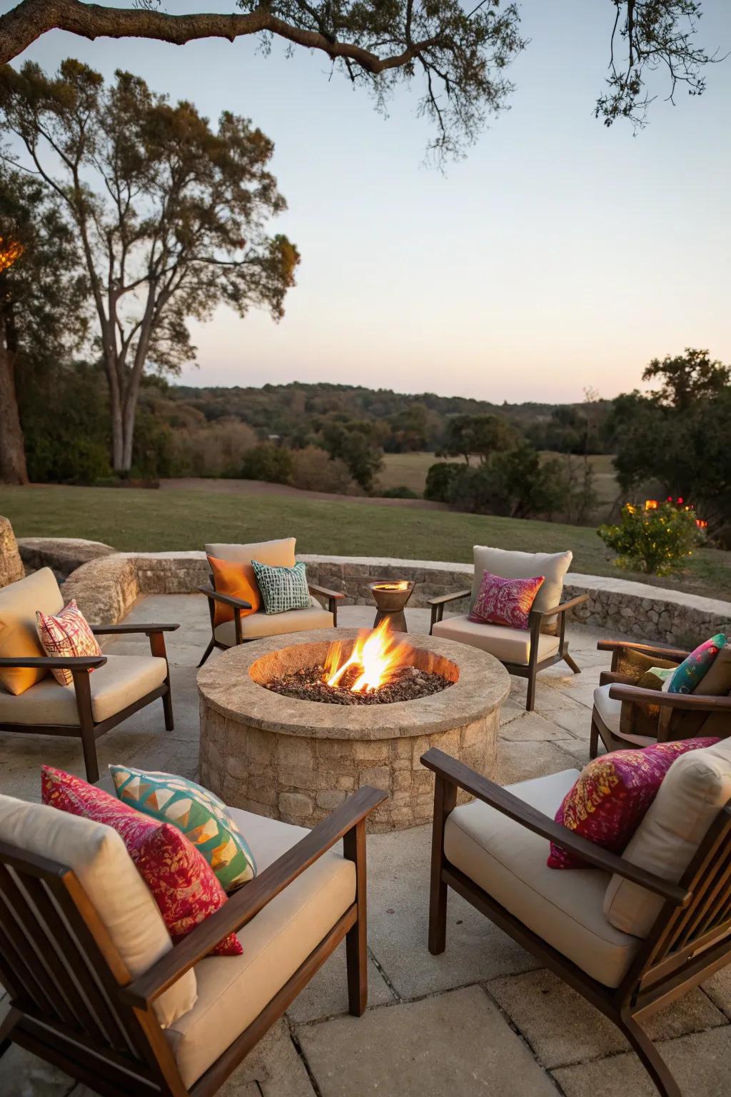 Bright pillows bring color and comfort to your outdoor space.