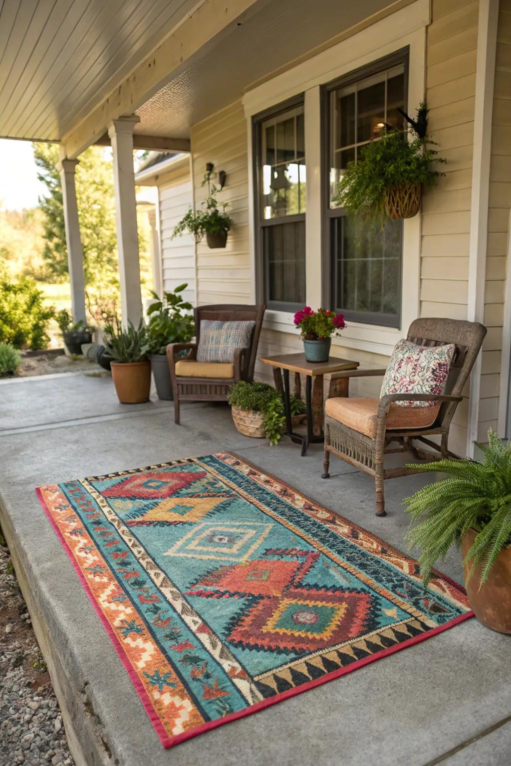 Outdoor rugs add warmth and style.