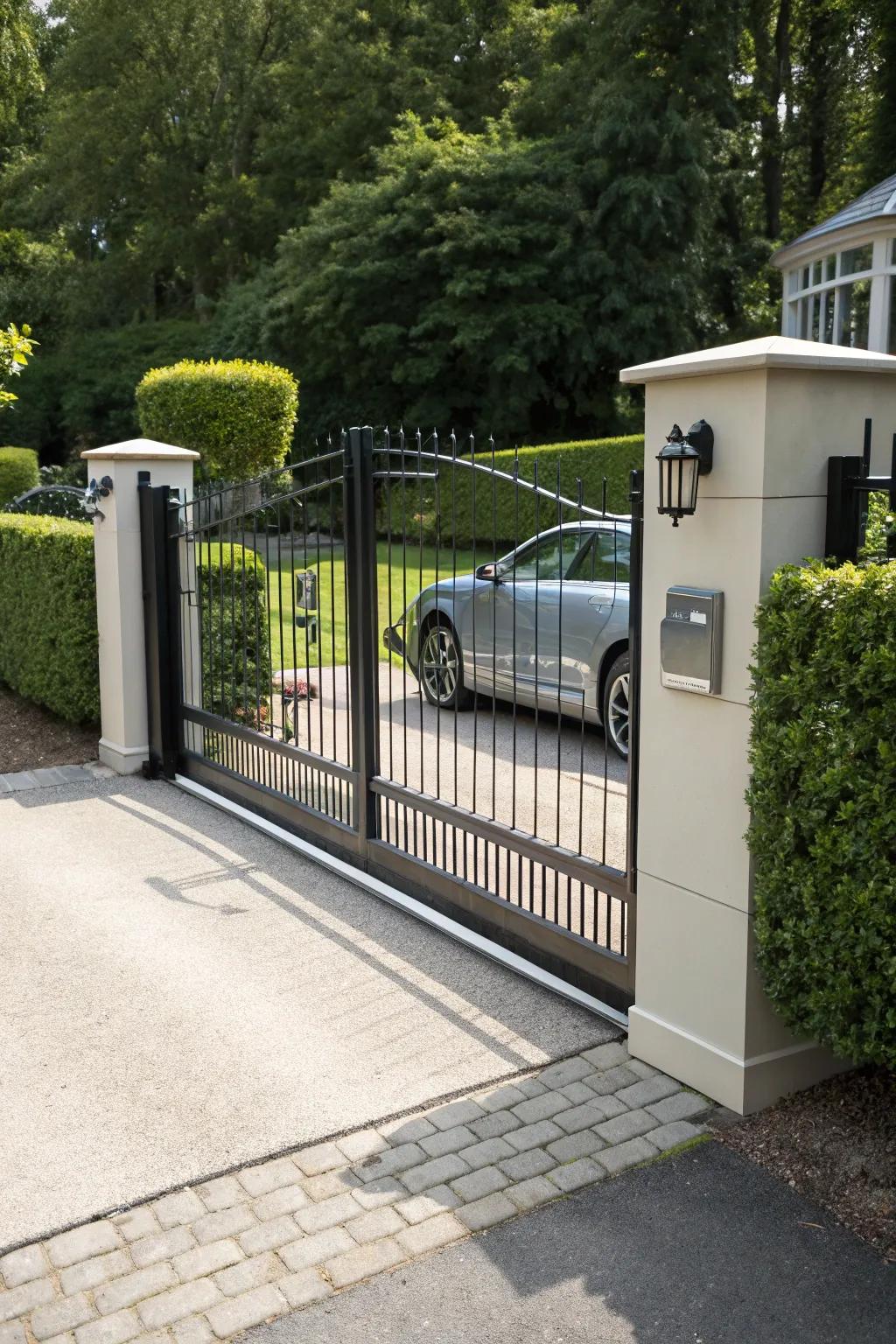 An automated gate combines convenience with sophistication.