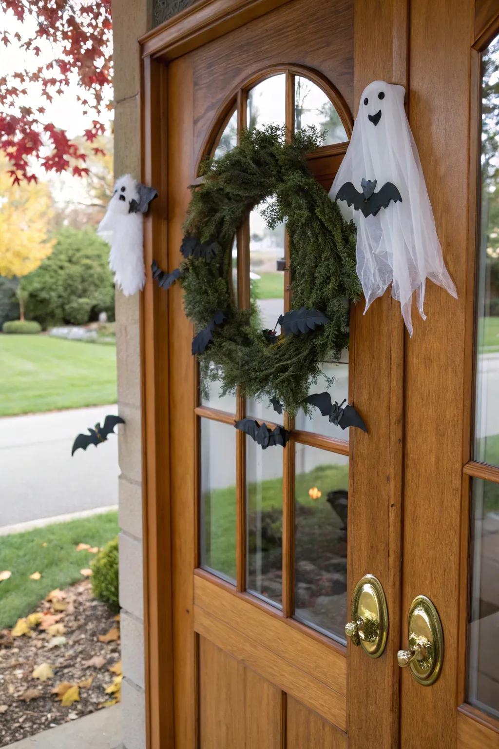 A ghost wreath sets a spooky yet inviting tone for your home.