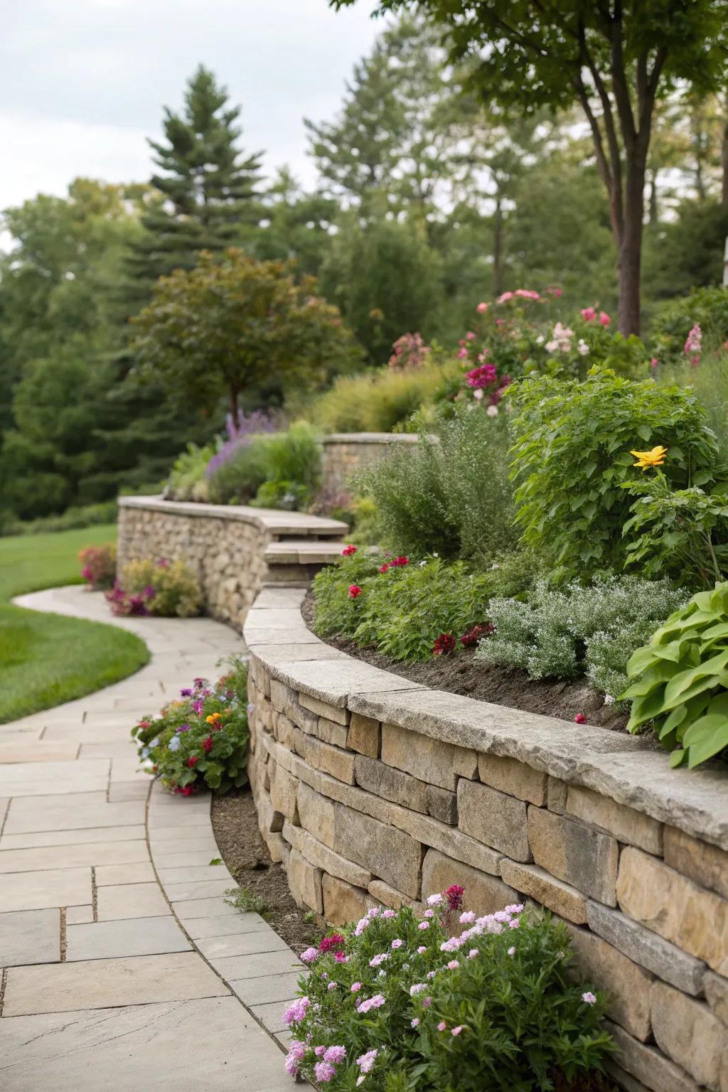 Retaining walls offer both function and style in the garden.