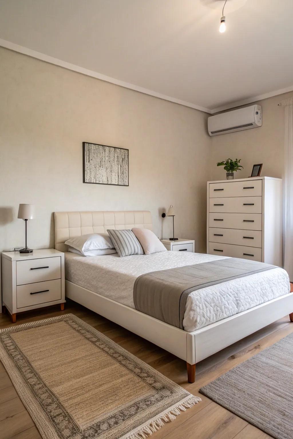 Clean lines and minimalist furniture create a modern look.