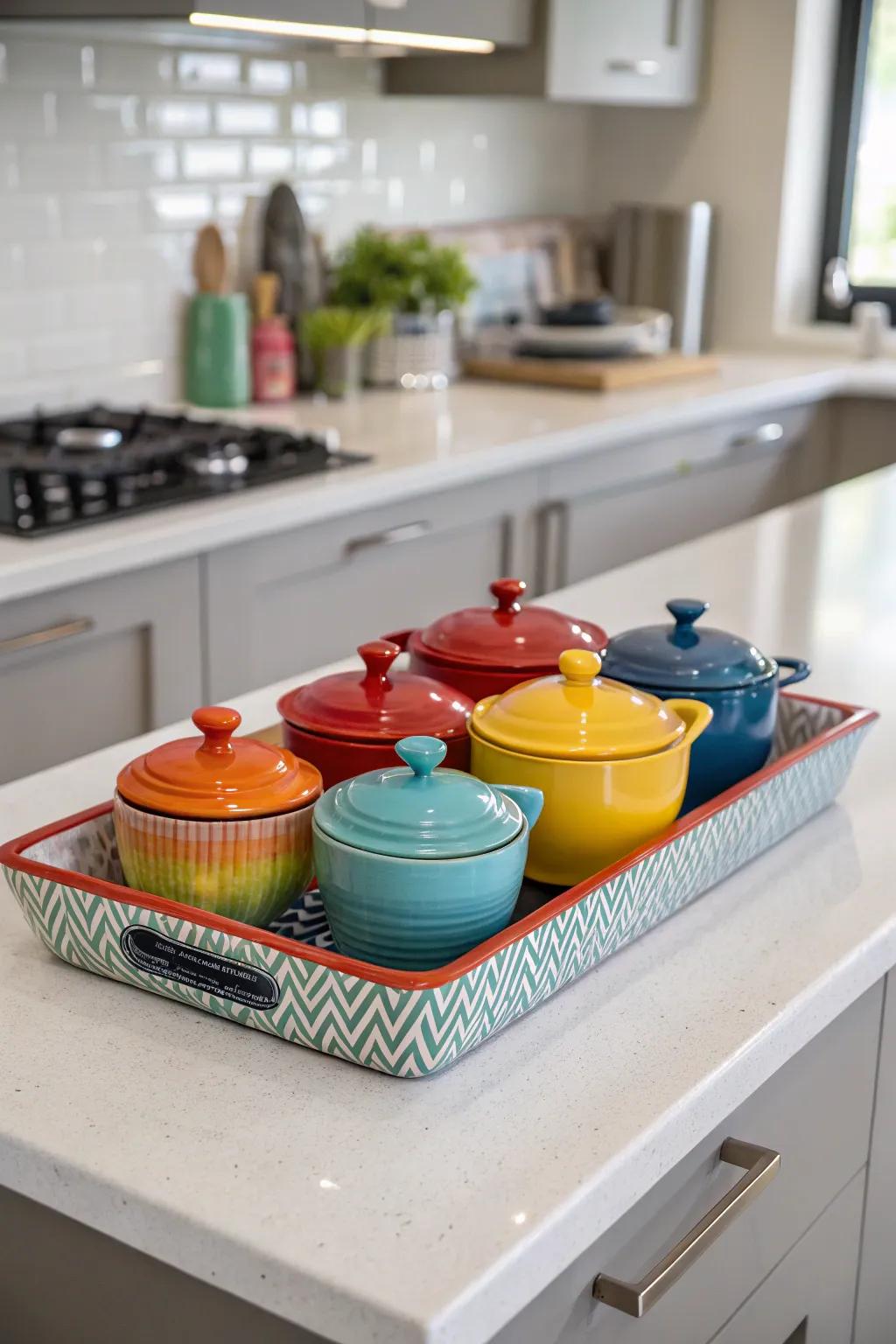 Ceramics add an artistic touch to kitchen decor.