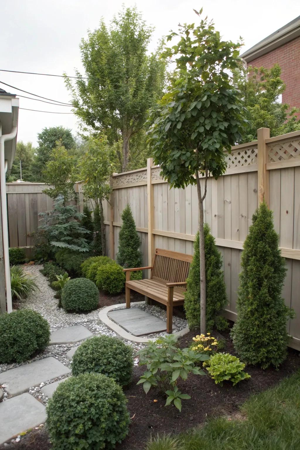 Trees and shrubs add structure and privacy to your outdoor space.