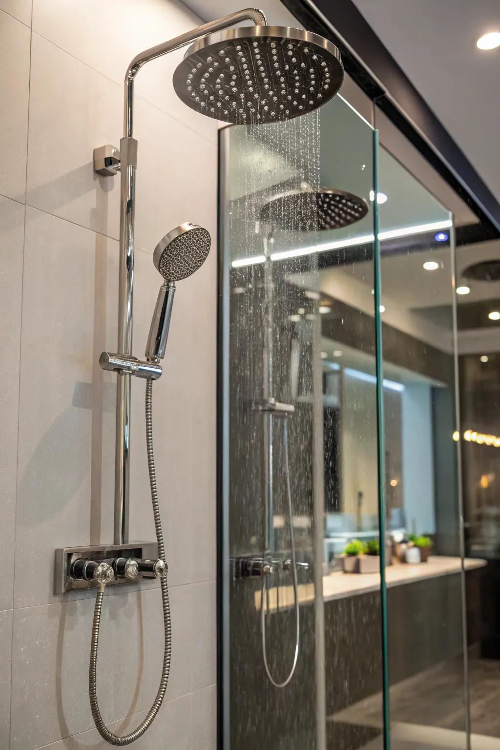 Multiple showerheads create a luxurious spa-like experience.