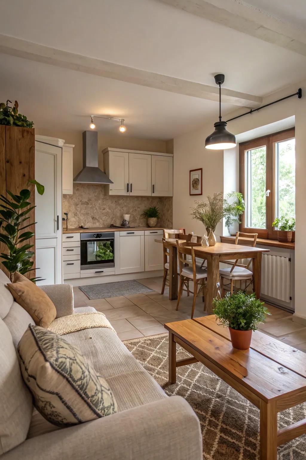 A calming setting with muted and organic color schemes.